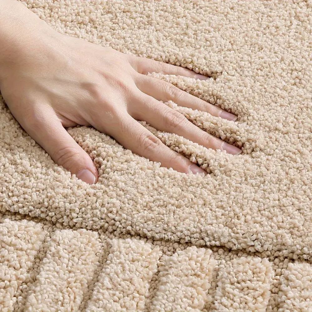 Washable Striped Bath Mat with Soft Flocked Texture