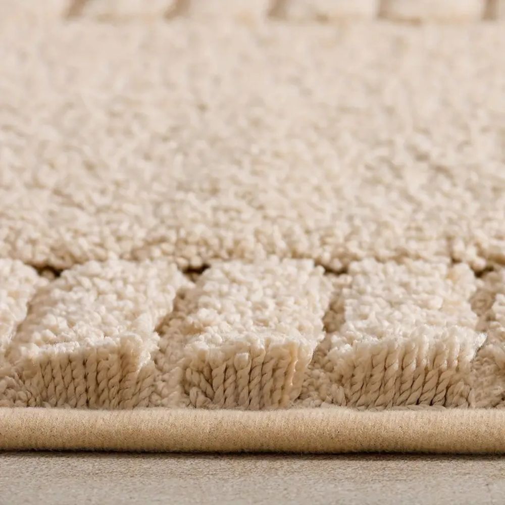 Washable Striped Bath Mat with Soft Flocked Texture