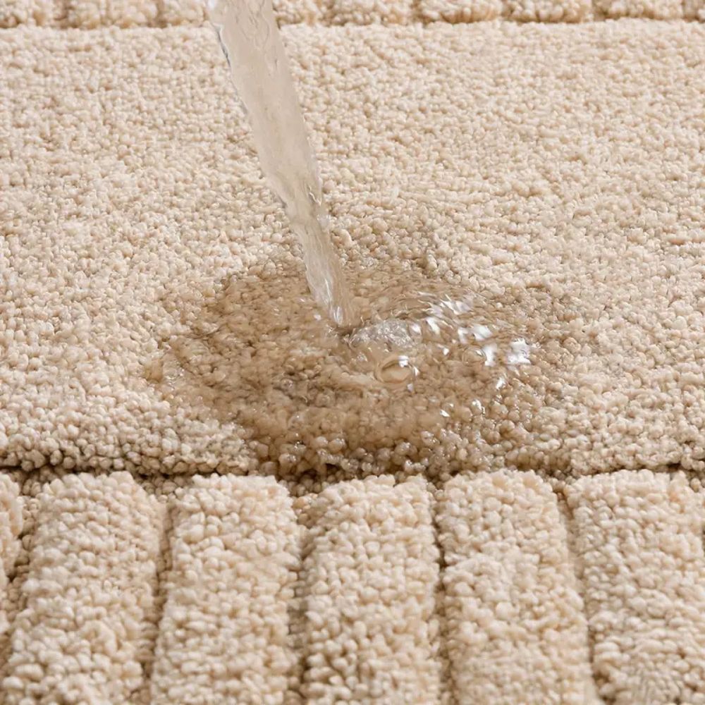 Washable Striped Bath Mat with Soft Flocked Texture