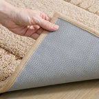 Washable Striped Bath Mat with Soft Flocked Texture