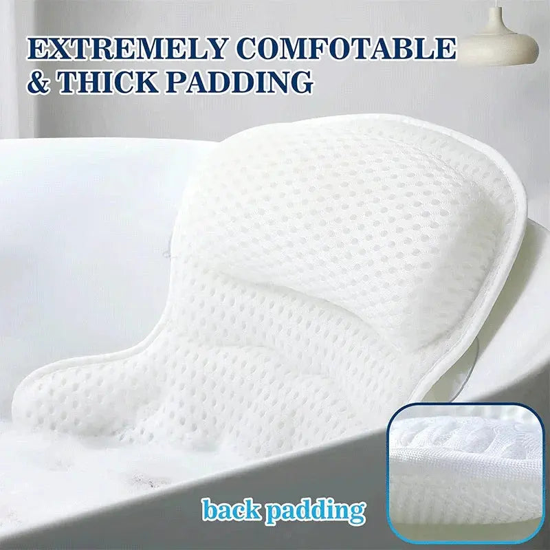 Quick-Dry Bath Pillow with 6 Suction Cups and Air Mesh
