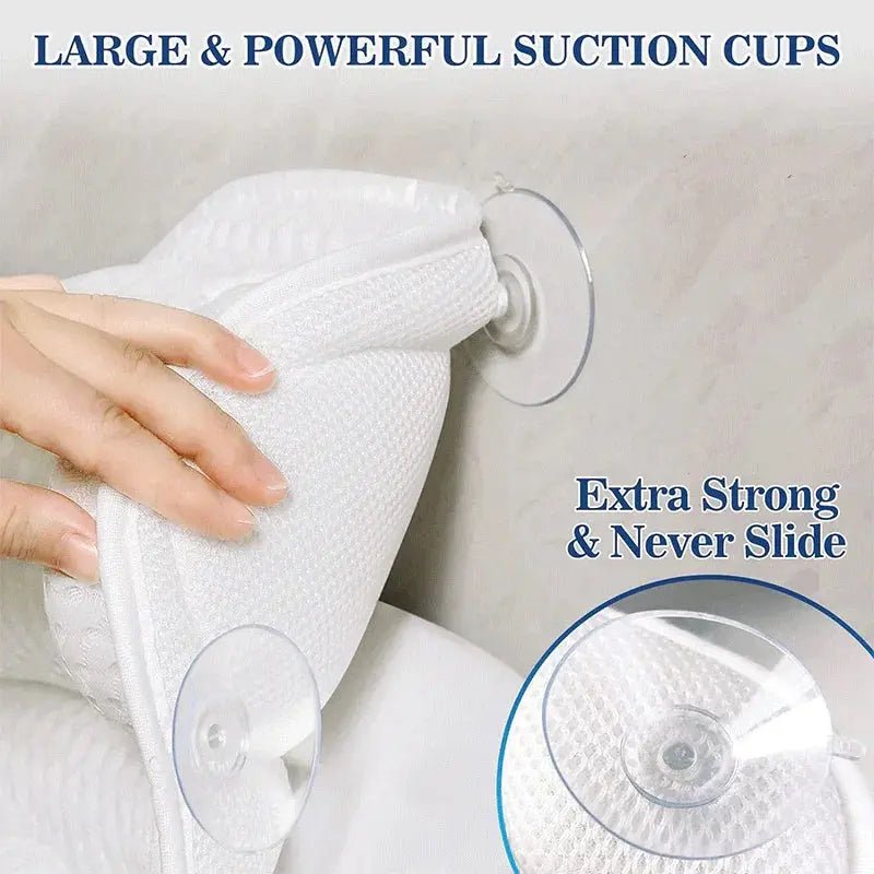 Quick-Dry Bath Pillow with 6 Suction Cups and Air Mesh