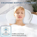 Quick-Dry Bath Pillow with 6 Suction Cups and Air Mesh