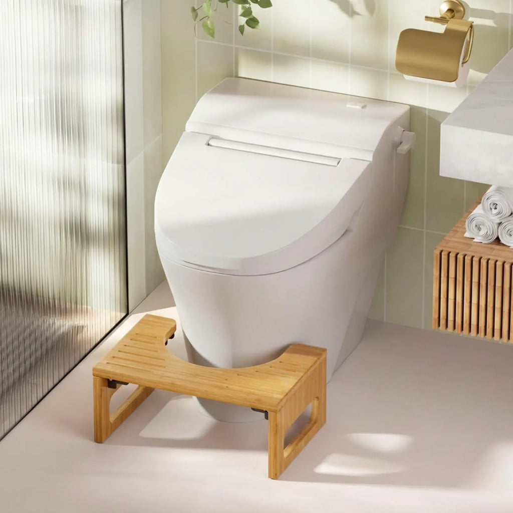 Foldable Bamboo Toilet Foot Stool with Non-Slip Base