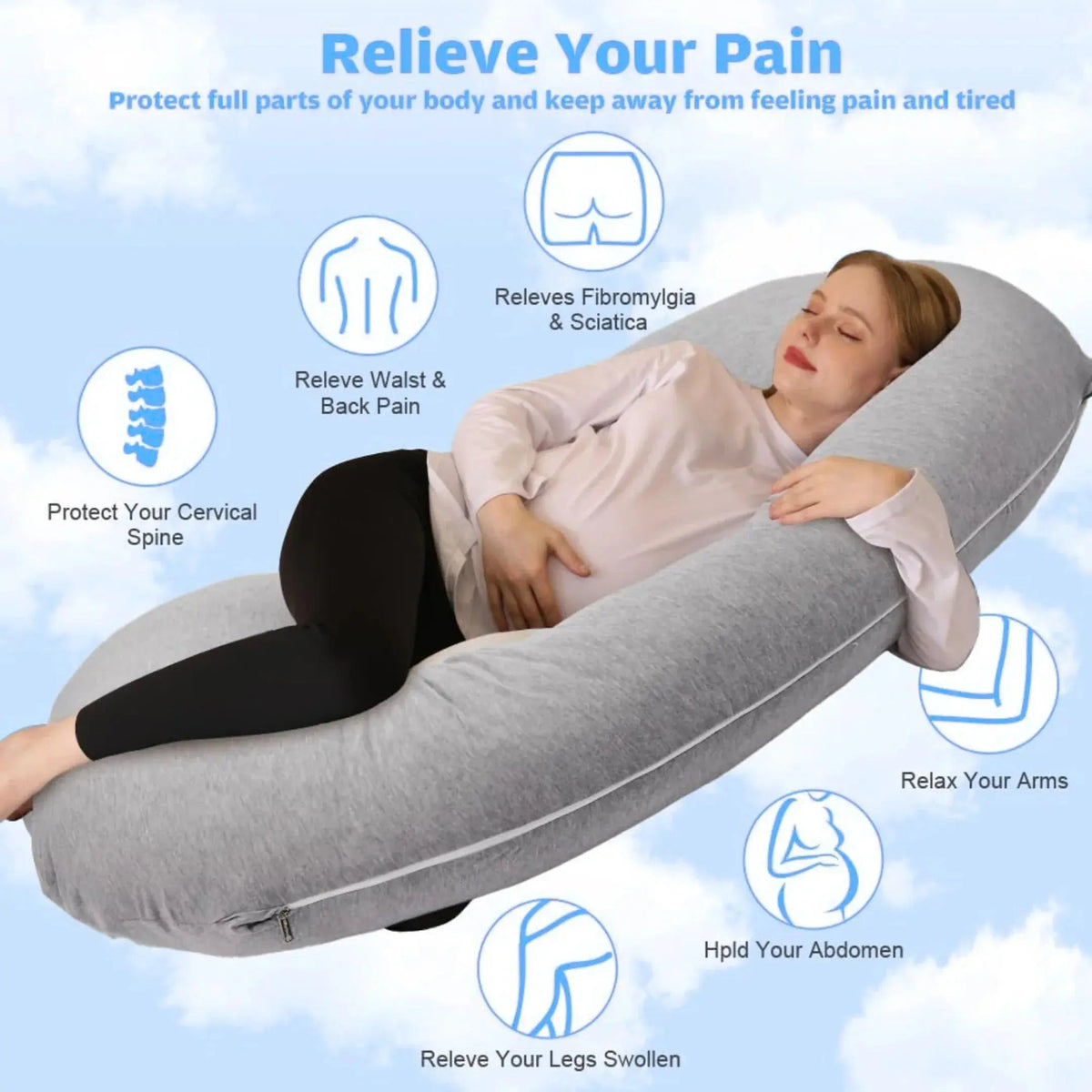 C-Shaped Pregnancy Body Pillow for Side Sleepers
