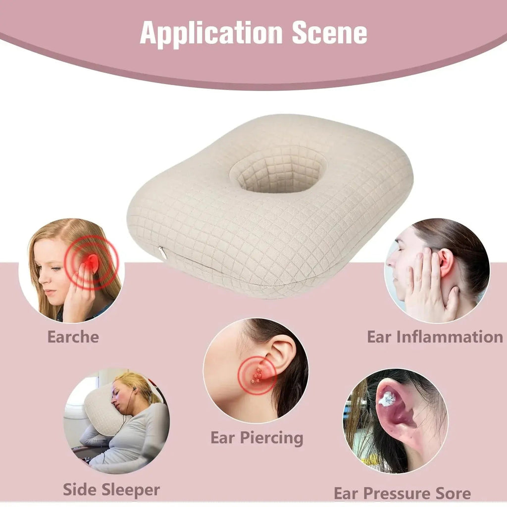 Cotton Ear Hole Pillow for Side Sleepers