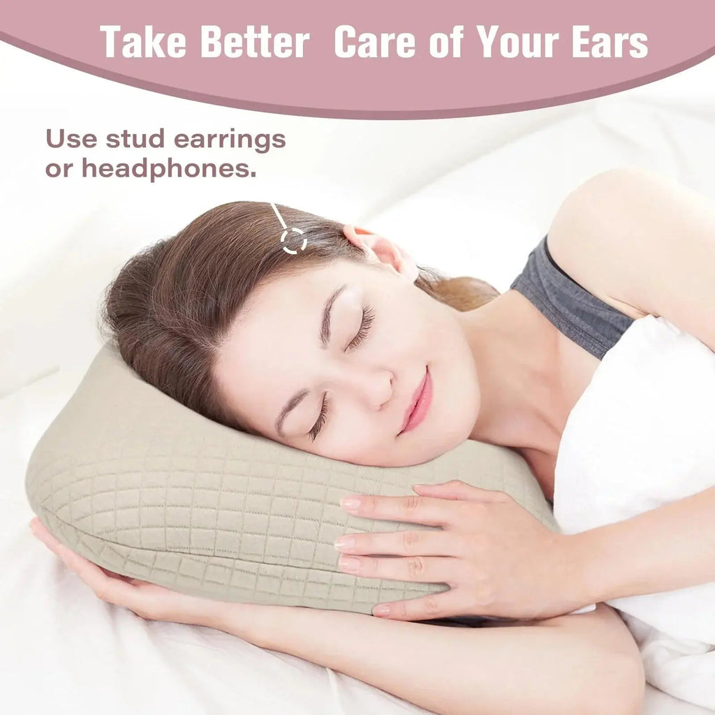 Cotton Ear Hole Pillow for Side Sleepers