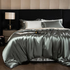 4 Piece Satin-Look Duvet Cover Bedding Set with Sheet