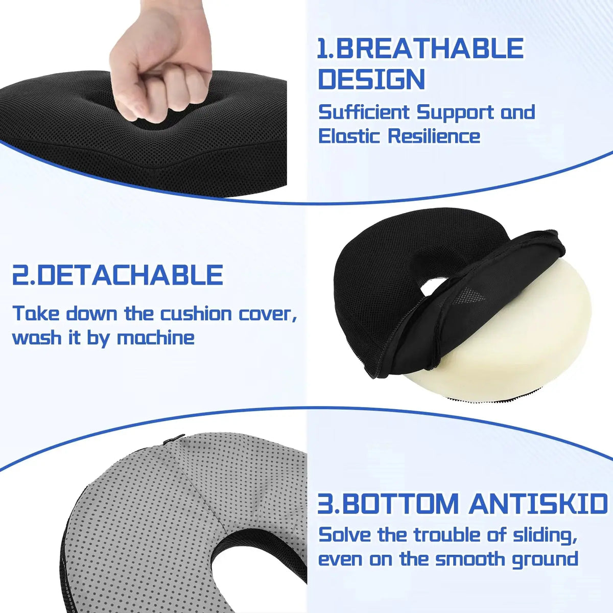 Ring-Shaped Memory Foam Seat Cushion for Office & Car