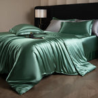 4 Piece Satin-Look Duvet Cover Bedding Set with Sheet
