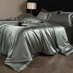 4 Piece Satin-Look Duvet Cover Bedding Set with Sheet