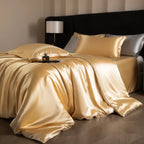 4 Piece Satin-Look Duvet Cover Bedding Set with Sheet