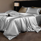 4 Piece Satin-Look Duvet Cover Bedding Set with Sheet