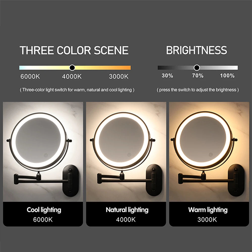 Three LED light tones and adjustable brightness