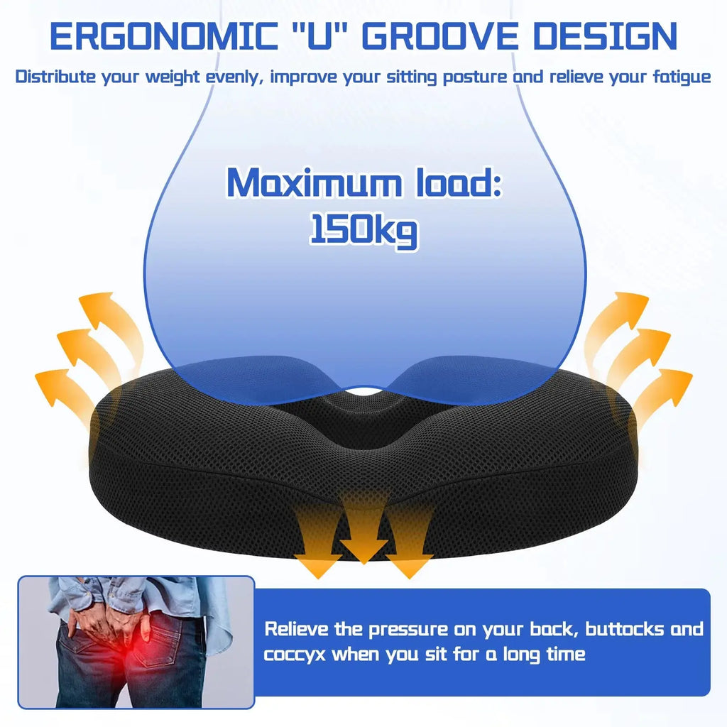 Ring-Shaped Memory Foam Seat Cushion for Office & Car