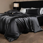 4 Piece Satin-Look Duvet Cover Bedding Set with Sheet