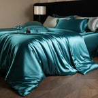 4 Piece Satin-Look Duvet Cover Bedding Set with Sheet
