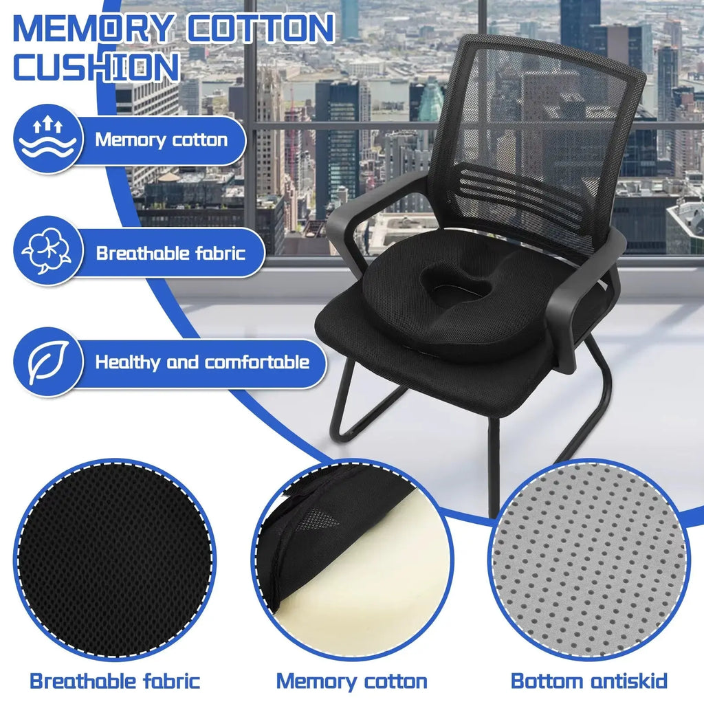 Ring-Shaped Memory Foam Seat Cushion for Office & Car