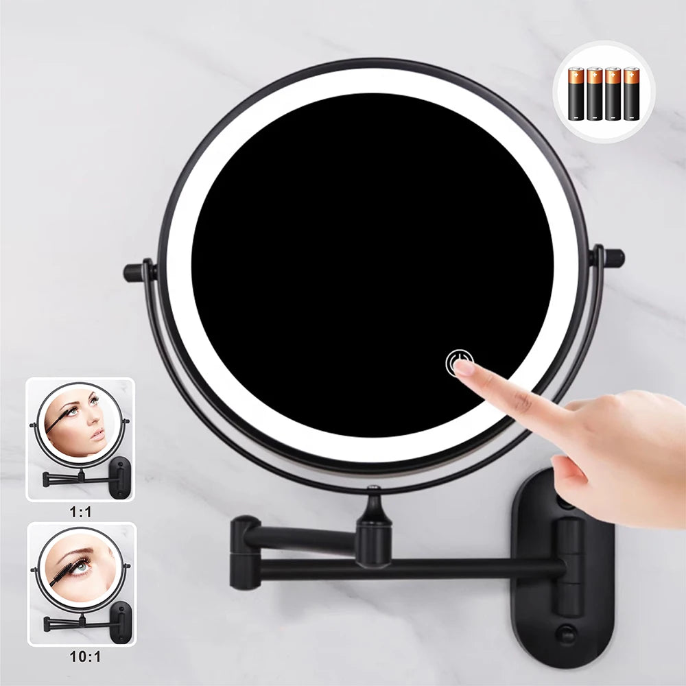 Wall-mounted LED vanity mirror with touch control