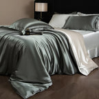 4 Piece Satin-Look Duvet Cover Bedding Set with Sheet