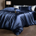 4 Piece Satin-Look Duvet Cover Bedding Set with Sheet