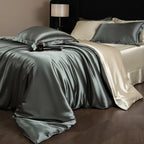 4 Piece Satin-Look Duvet Cover Bedding Set with Sheet