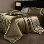 4 Piece Satin-Look Duvet Cover Bedding Set with Sheet