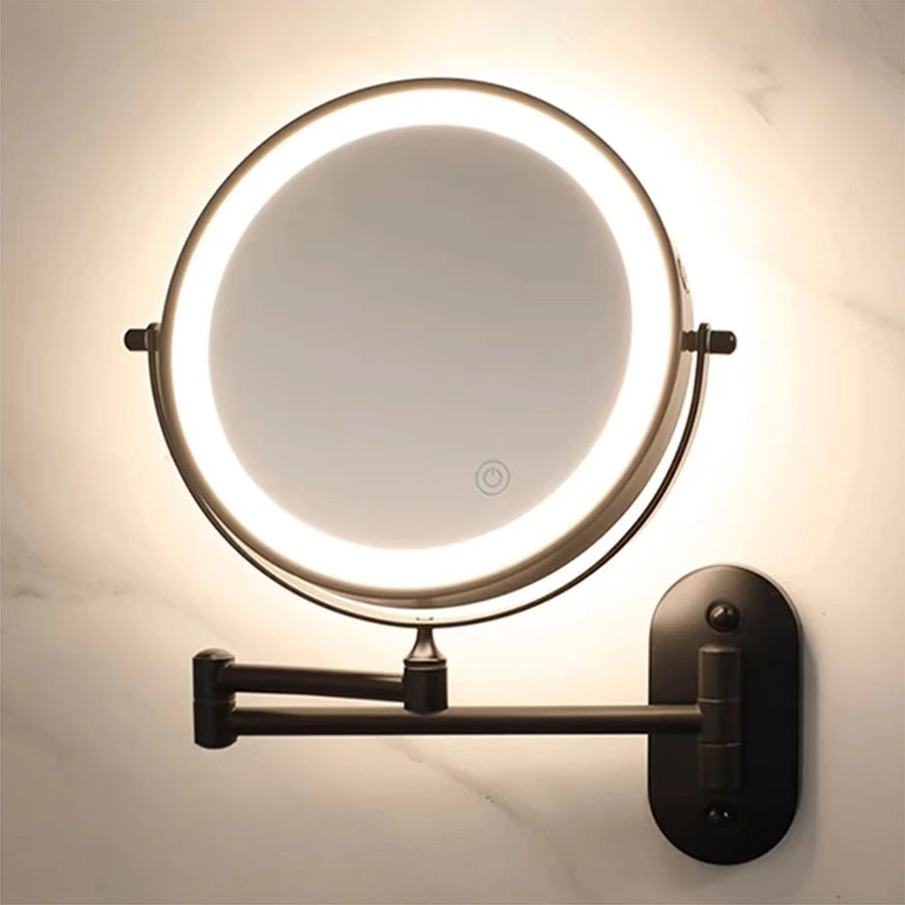 Wall-mounted mirror with illuminated LED ring