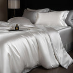 4 Piece Satin-Look Duvet Cover Bedding Set with Sheet