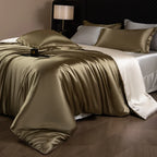 4 Piece Satin-Look Duvet Cover Bedding Set with Sheet