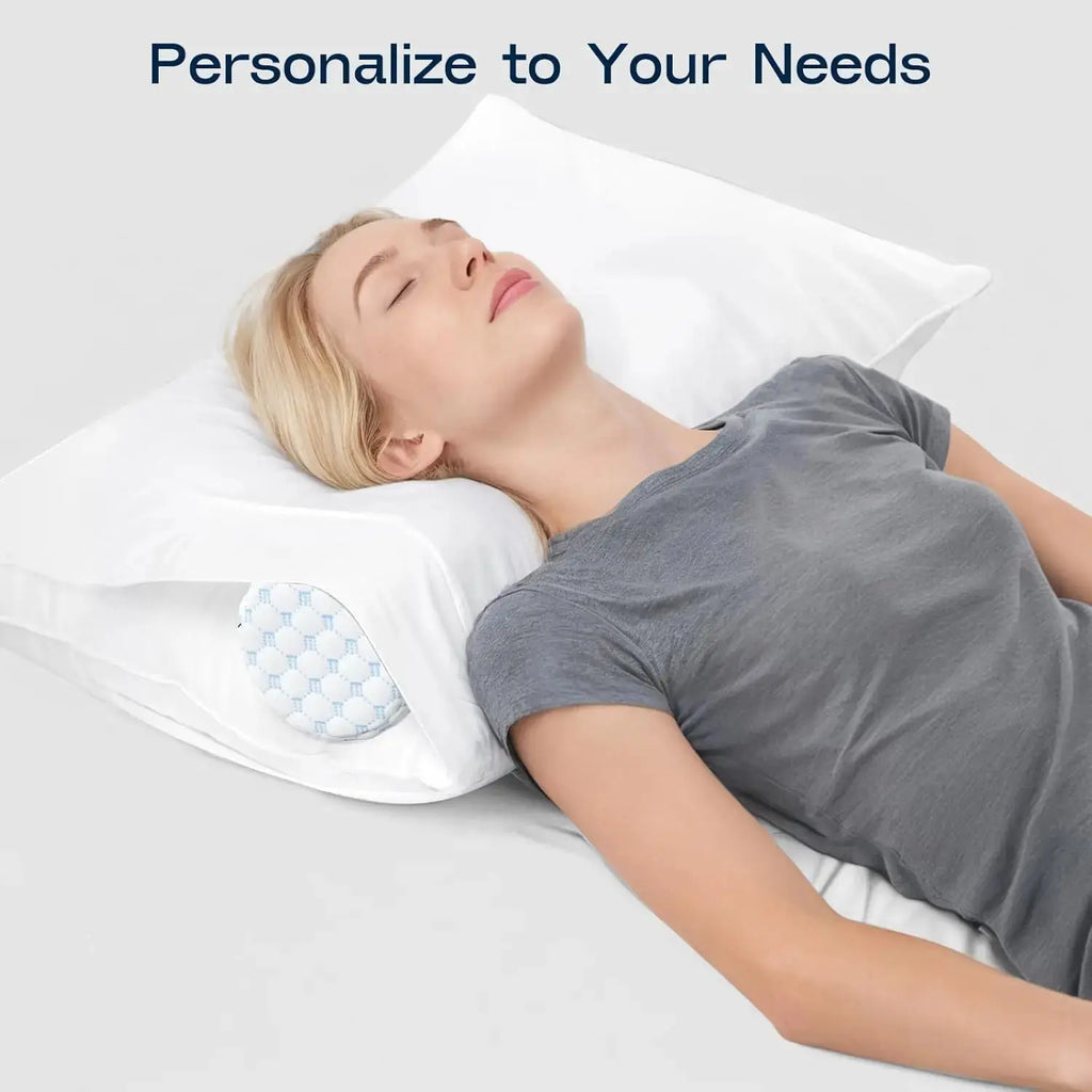 Cooling Memory Foam Neck Roll Pillow with Washable Cover