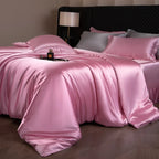 4 Piece Satin-Look Duvet Cover Bedding Set with Sheet