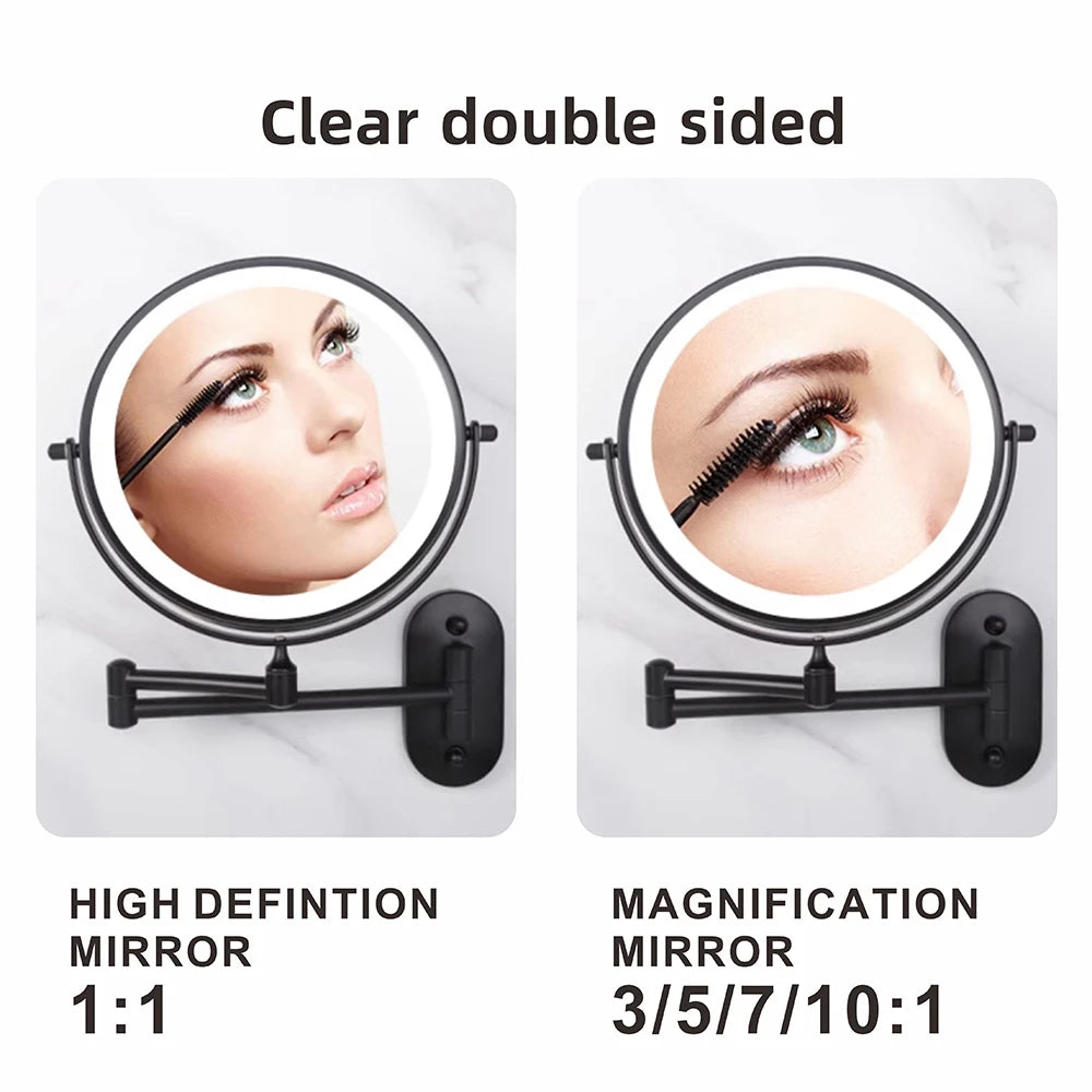 Double-sided standard and magnifying mirror views