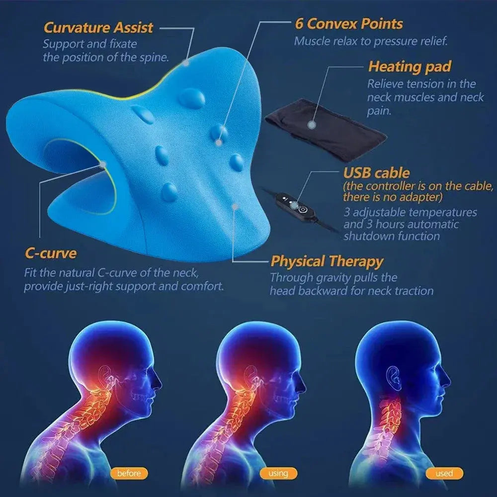 Heated Neck Massage Pillow with Contoured Foam