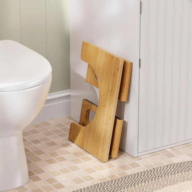 Foldable Bamboo Toilet Foot Stool with Non-Slip Base