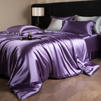 4 Piece Satin-Look Duvet Cover Bedding Set with Sheet