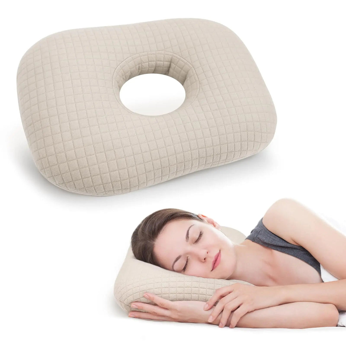Cotton Ear Hole Pillow for Side Sleepers