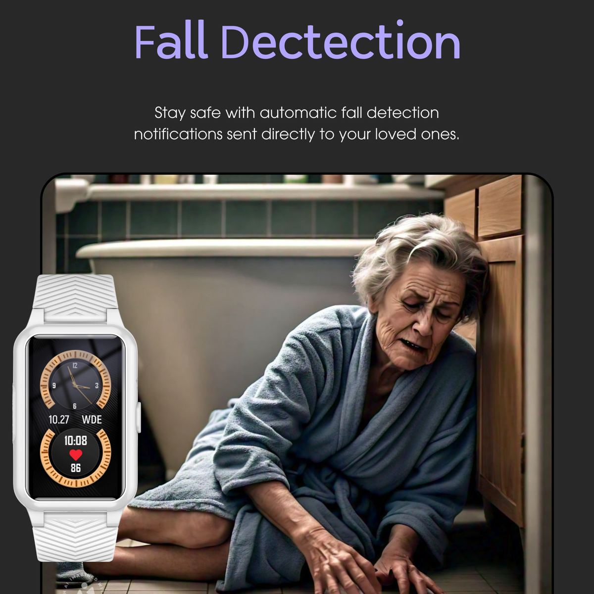 Senior Safety Smartwatch with SOS, Fall Detection & GPS