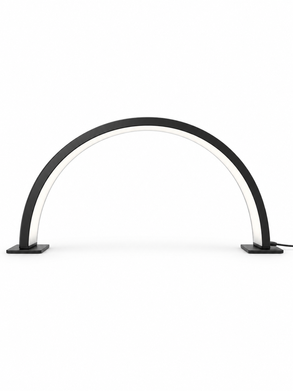 Crescent arch LED desk lamp on white background