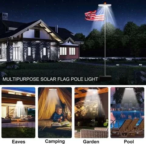 Solar Flagpole Light, 700 Lumen Dusk to Dawn LED