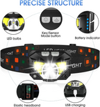 2 Pack Rechargeable LED Headlamps, 1200 Lumens & Sensor