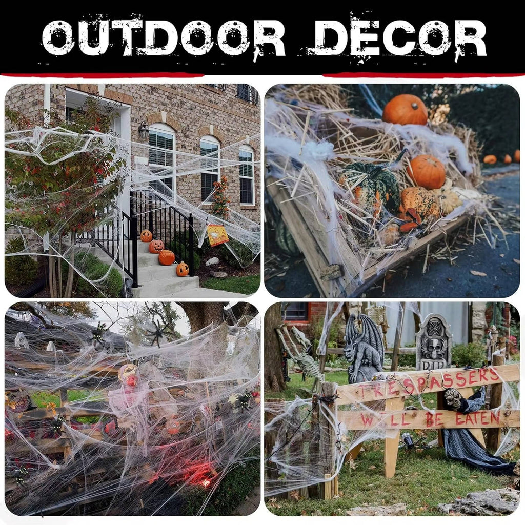 Giant Halloween Spider Web, 200 Sq Ft with 9 Fake Spiders