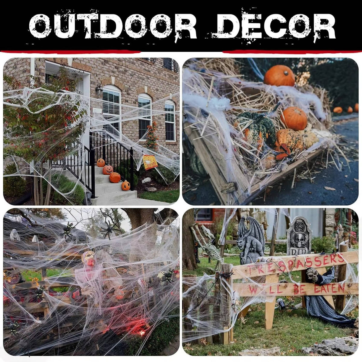 Giant Halloween Spider Web, 200 Sq Ft with 9 Fake Spiders