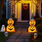Halloween Pumpkins 3 ft 2 Pack, Lighted Pumpkin Decorations with Hat and Cape, Collapsible Giant Pumpkin Halloween Decorations Outdoor