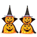 Halloween Pumpkins 3 ft 2 Pack, Lighted Pumpkin Decorations with Hat and Cape, Collapsible Giant Pumpkin Halloween Decorations Outdoor