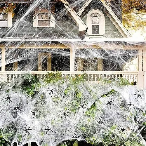 Giant Halloween Spider Web, 200 Sq Ft with 9 Fake Spiders