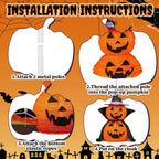 Halloween Pumpkins 3 ft 2 Pack, Lighted Pumpkin Decorations with Hat and Cape, Collapsible Giant Pumpkin Halloween Decorations Outdoor