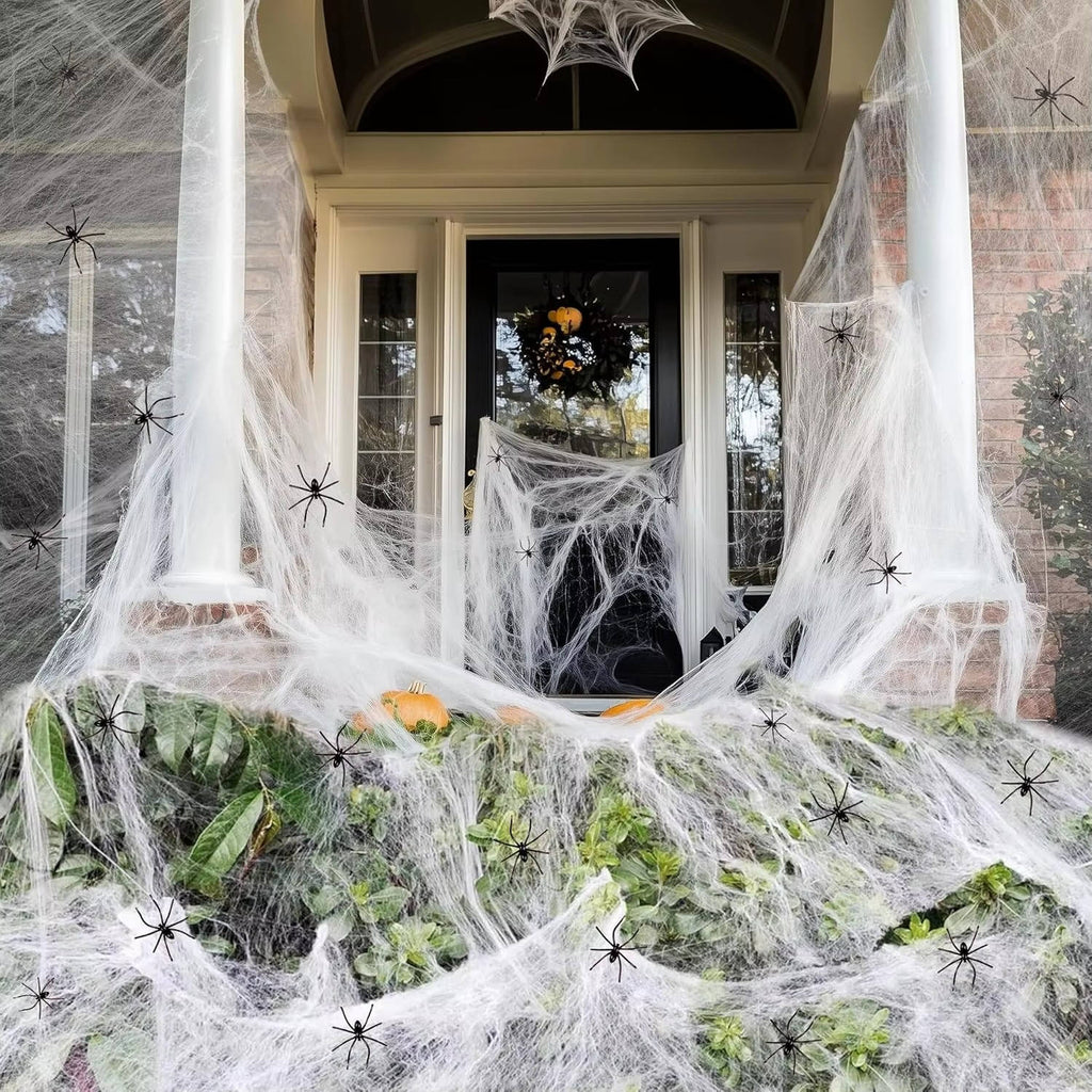 Giant Halloween Spider Web, 200 Sq Ft with 9 Fake Spiders