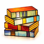 Stained glass book lamp product image on white background