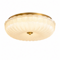 Fluted Glass Brass Flush Mount Ceiling Light